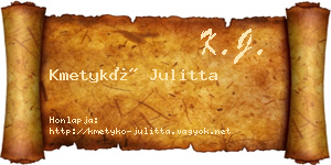 Kmetykó Julitta névjegykártya